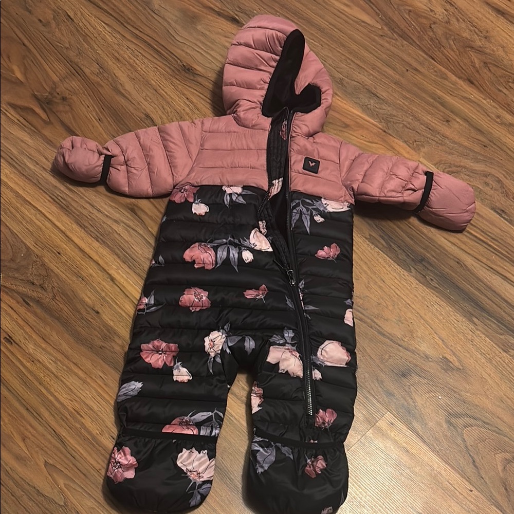 AMO Pink Puffer Jacket with Black Logo